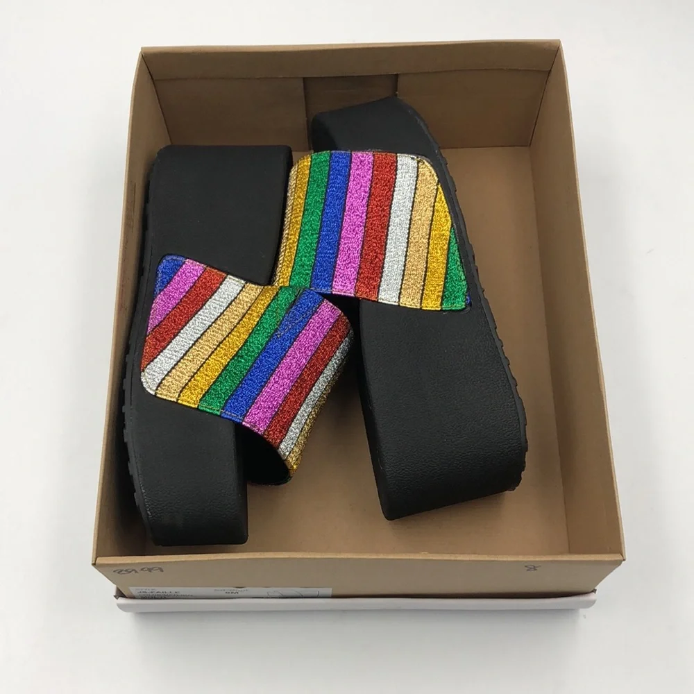 Jessica Simpson Faille Slide Sandals Rainbow Multi